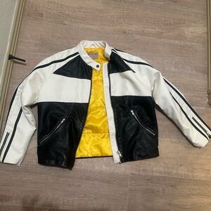 Free People Black and White Bomber Jacket